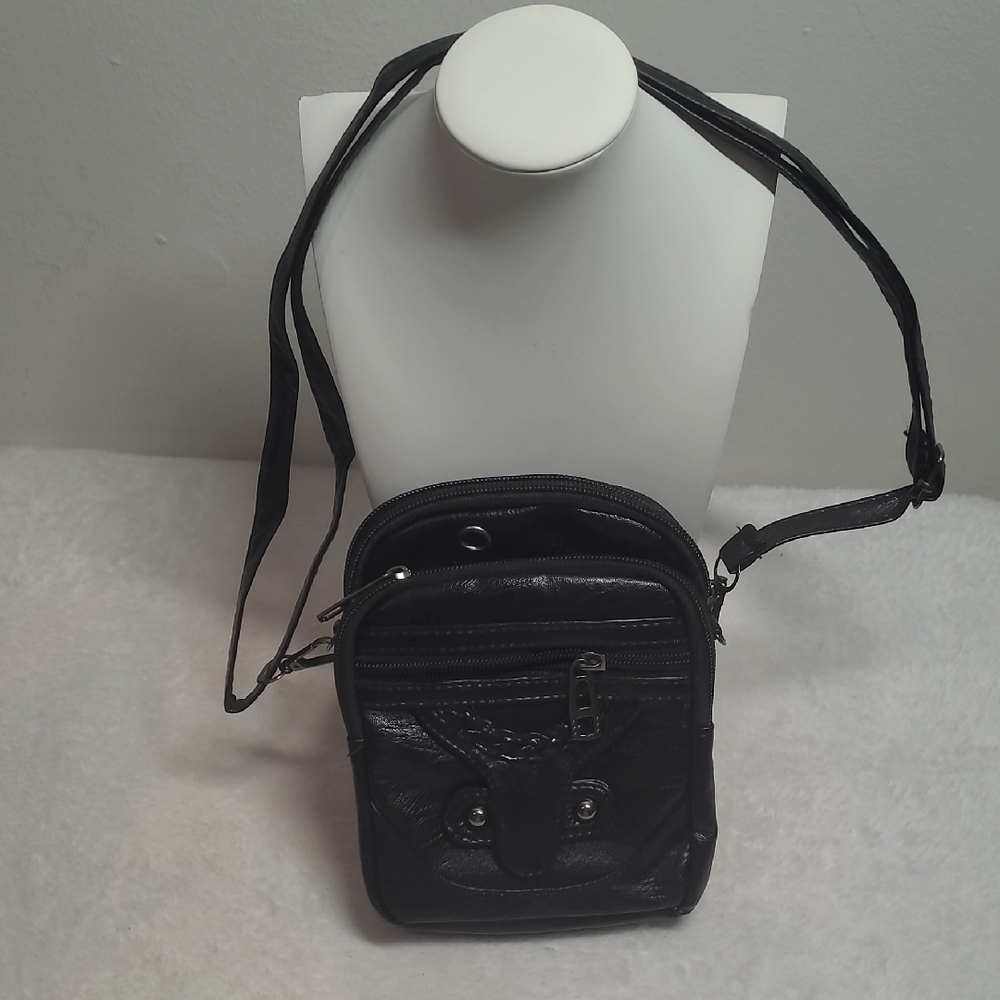 Black Leather Crossbody Bag